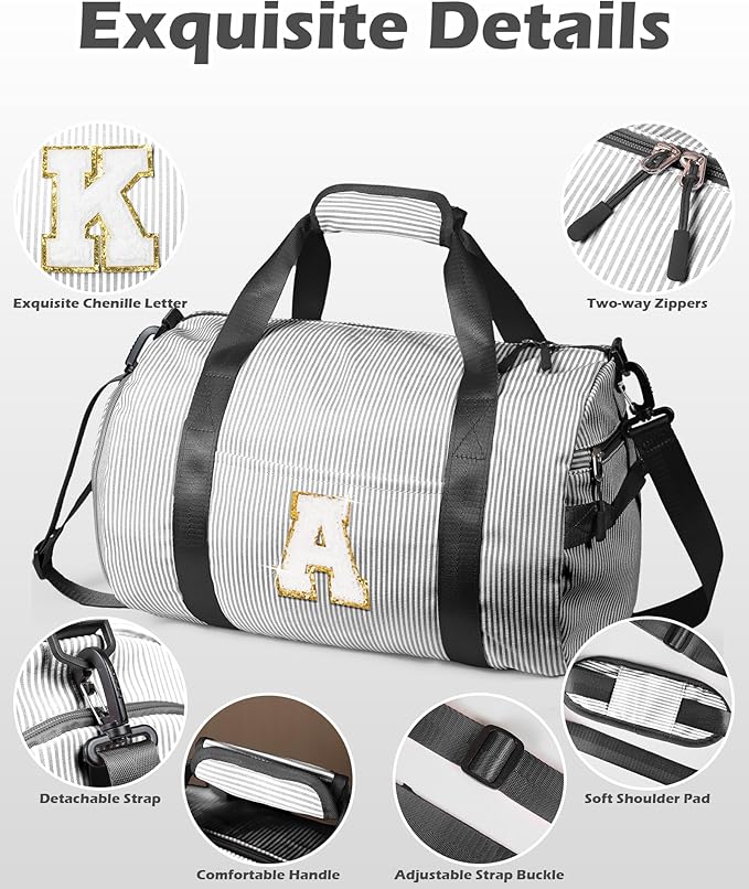 Christmas Gifts For Teenager, Girls Travel Duffle Bag, Kids Initial Overnight Bags with Shoe Compartment, Monogram Weekender Bag with Makeup Pouch, Dorm Room Essentials for Teen (Letter R)