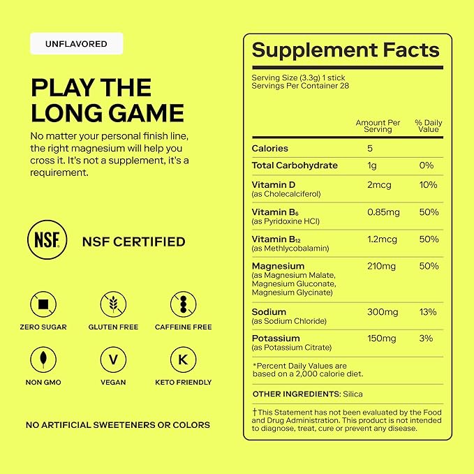 Magna Electrolytes Powder Drink Mix for Hydration, Energy & Focus Support with Magnesium L Threonate, Sodium, Potassium, Vitamin D, B6 & B12, Sugar Free, Unflavored, 14 Servings