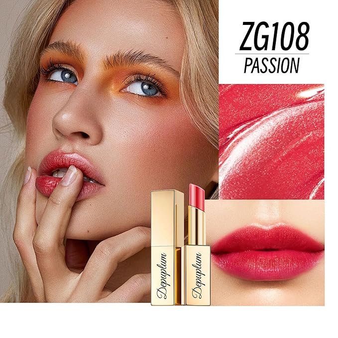 Pink Red Brown Lipstick Set for Women Shimmer Tinted Lip Balm Hydrating Moisturizing Lipstick Cruelty Free Lip Makeup, DM107/108/117