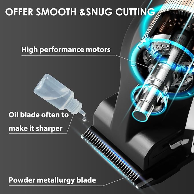 KEMEI 2296 Professional Hair Clippers for Men Cord/Cordless Hair Cutting Kits, Hair & Beard Trimmer, T Blade Barber Clipper with USB Rechargeable, Black