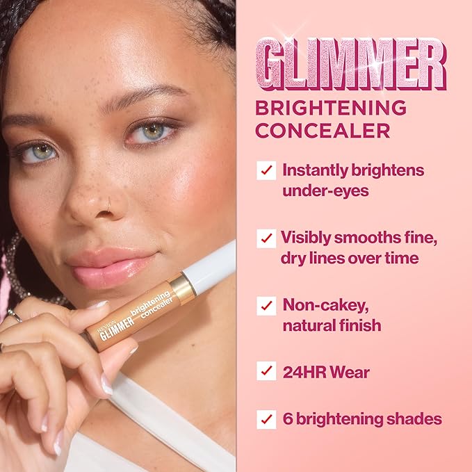 Revlon Glimmer Brightening Concealer, Liquid Under Eye Makeup, Made with Caffeine, Vitamin C, & Stevioside, 135, 0.3 fl oz