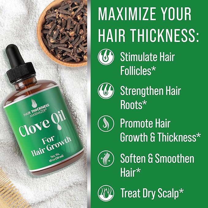 Clove, Rosemary, Peppermint & Jamaican Black Castor Oil Serum (1oz) - Vegan Hair Growth Treatment for Thickening, Moisturizing & Strengthening Weak Hair