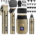 Hair Clippers for Men Professional, T-Blade Barber Clippers and Trimmer Set, 4 in 1 Mens Cordless Hair Clipper for Barber Kit, Foil Thaver and Nose Trimmer for Men with LED Display