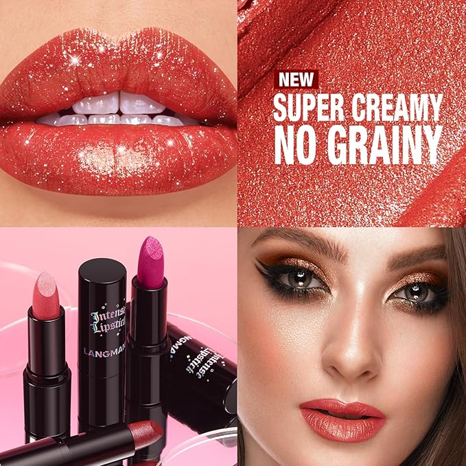 Jolilab Sparkling Lip Gloss, Long Lasting Waterproof Moisturizer Lip Balm Glitter Shimmer Metallic Lipstick, Diamond Shiny Lipstick for Women Girls, Non-sticky