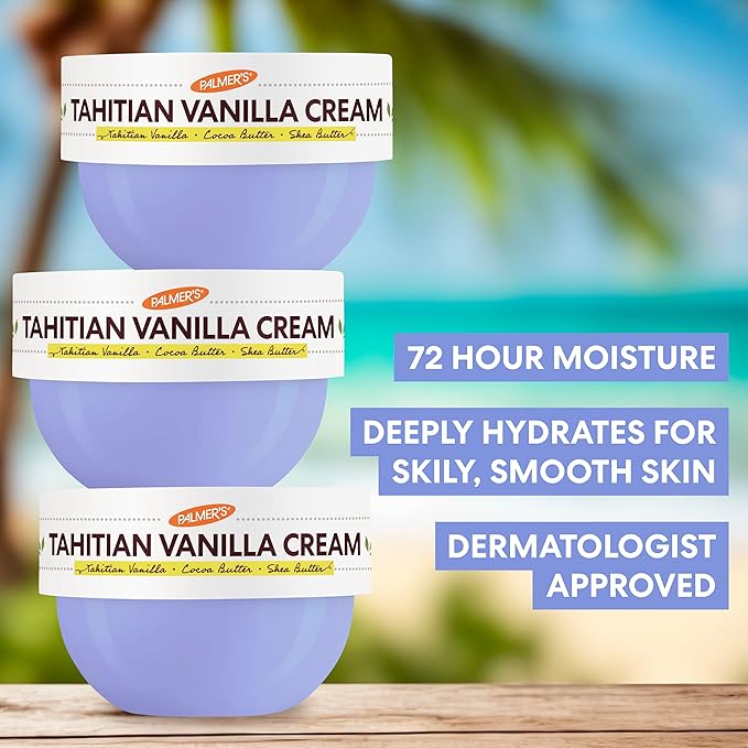 Palmer's Cocoa Butter Formula Body Cream, Moisture Drenching Tahitian Vanilla, 8.8 Oz, 72Hr Hydration with Shea Butter & Vitamin E for Softer Skin, Protects & Soothes Dryness, Dermatologist Approved