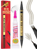 Vevivia Eyebrow Pen - Eyebrow Gel Clear, Dual-Ended Eye Brow Pencils for Women with 4-Fork-Tip and Precise Brush-Tip for Natural Hair-Like Strokes, Last All Day Eyebrow Pencil, Brown