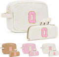 for Christmas Day Gifts, Travel Makeup Bag for Women, Initial Make Up Bag Set for 6 7 8 9 10 11 12 13 Years Old Kids Tween Girls, Large Cosmetic Skincare Bags for Birthday Gifts, White Q
