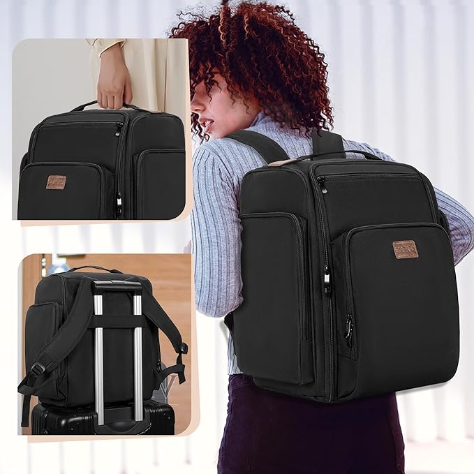 BAFASO Makeup Backpack with 4 Removable Pouches & 1 Brush Bag, Travel Makeup Case with Multiple Storage Spaces for Hair Supplies, Black