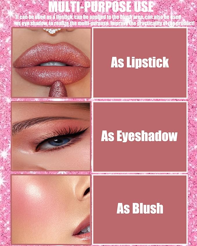 Metallic Pink Glitter Lipstick for Women,Glitter Diamond Shiny Shimmer Nude Lip Gloss Long Lasting Sparkling Waterproof Matte Lipgloss Lipstick,High Pigmented Tinted Red Lipstain Lip Color Makeup -02
