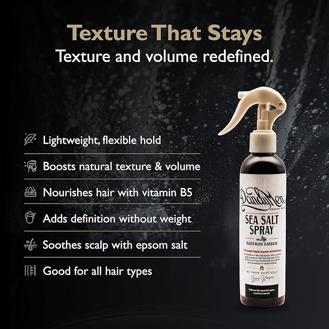 Sea Salt Spray – Lightweight Texture, Volume, and Flexible Hold with Epsom Salt & Pro-Vitamin B5 (8.45 oz, Saffron Ember)