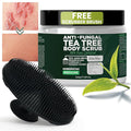 Terramed Just Think Comfort Antifungal Body Scrub with Tea Tree Oil – Exfoliating Body Wash for Women & Men – Soothes Itchy Skin, Rashes, Acne, Warts & Insects Bites – 12 Fl oz with Scrubber Brush