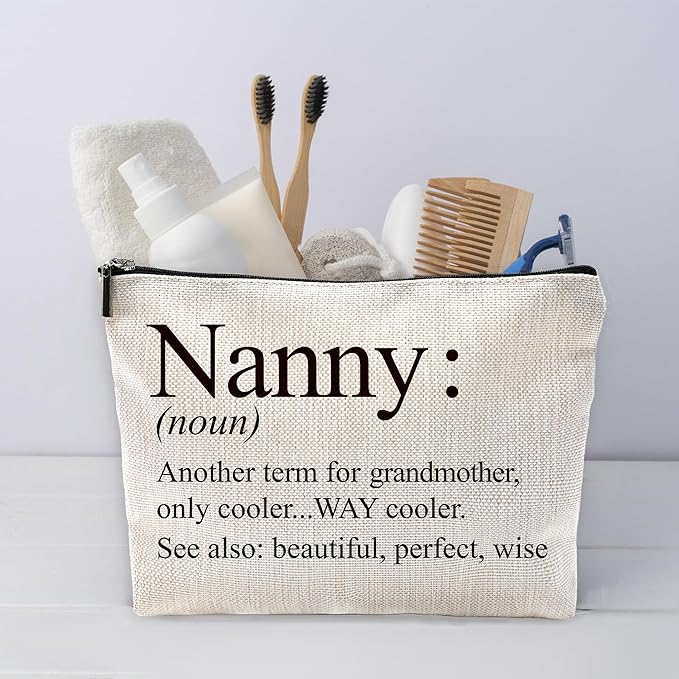 Sufamb Nanny Gifts Makeup Bag, Grandma Gifts for Mother's Day Birthday from Grandkids Cosmetic Bags, Best Grandma Gift Portable Small Toiletry Bag Zipper Makeup Pouch