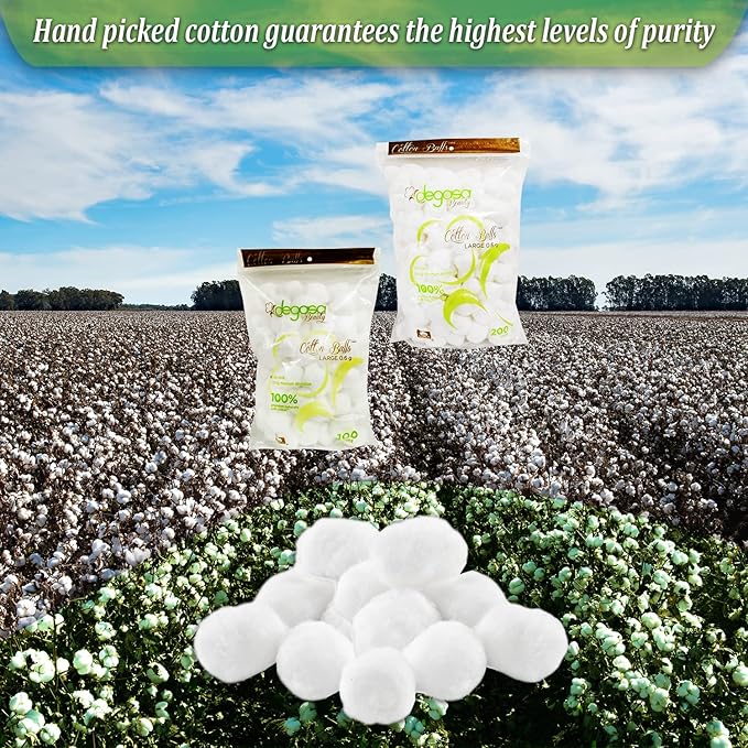 Jumbo Cotton Balls for Facial Treatments, Nails and Make-Up Removal, Applying Tonics & Cleansers, Multi-Purpose Soft Natural Cotton Balls (Jumbo 70 Count)
