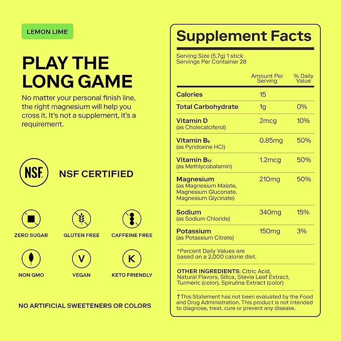MAGNA Electrolytes Powder Drink Mix for Hydration, Energy & Focus Support with Magnesium L Threonate, Sodium, Potassium, Vitamin D, B6 & B12, Sugar Free, Lemon Lime Flavor, 28 Servings