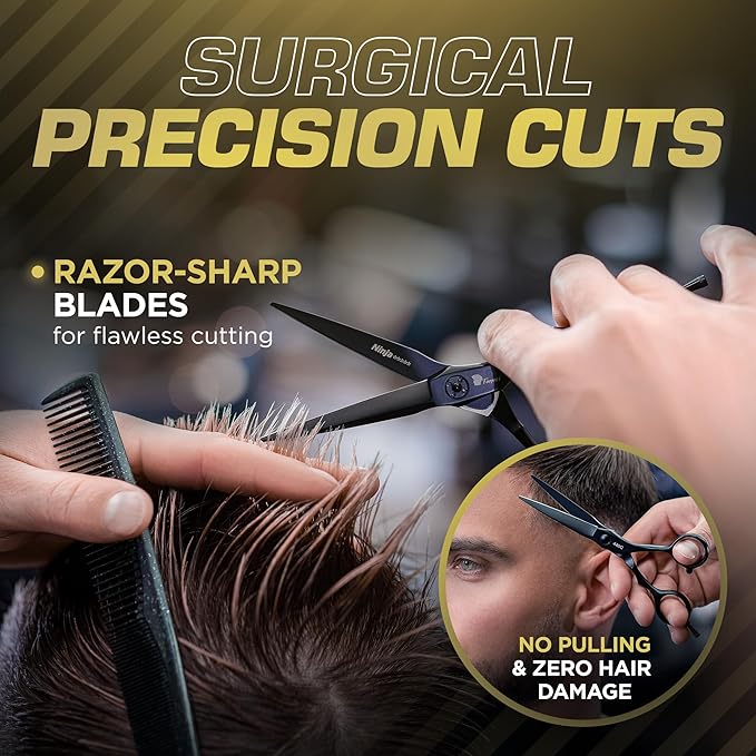 Fagaci Hair Thinning Scissors 6" with 440C Steel, Extreme Sharpness & Precise Cuts Texturizing Shears, Professional Hair Scissors, Barber Scissors Set, Slim Blades Texturizing Scissors