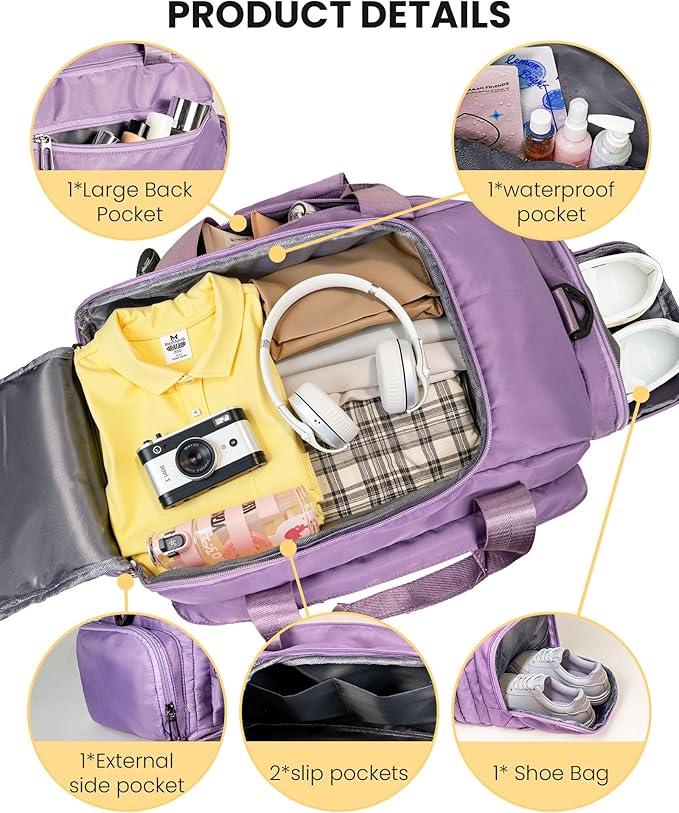 Daughter Niece Granddaughter Birthday Gifts, Initial Gym Bags with Shoe Compartment, Dance Bag for Girls, Monogram Kid Overnight Bags, Teen Girl Gift Trendy Stuff (Letter W)