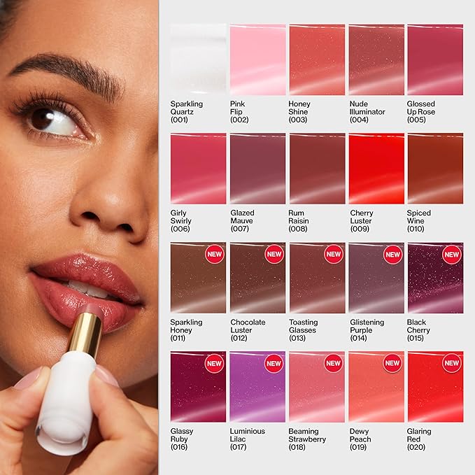 REVLON Super Lustrous Glass Shine Balm, Hydrating Tinted Lipstick, Sheer, Glossy Shiny Finish, 010 Spiced Wine, 0.11 oz