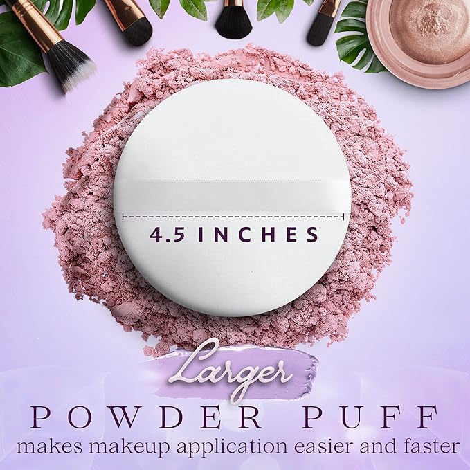 NextClimb Extra Large 4.5” White 100% Cotton Powder Puff for Makeup, Round, Comfortable to Hold