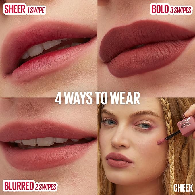 Maybelline Super Stay Teddy Lip Tint, Long Lasting Matte Lipstick For Up To 12HR Wear, Kneehigh, 1 Count