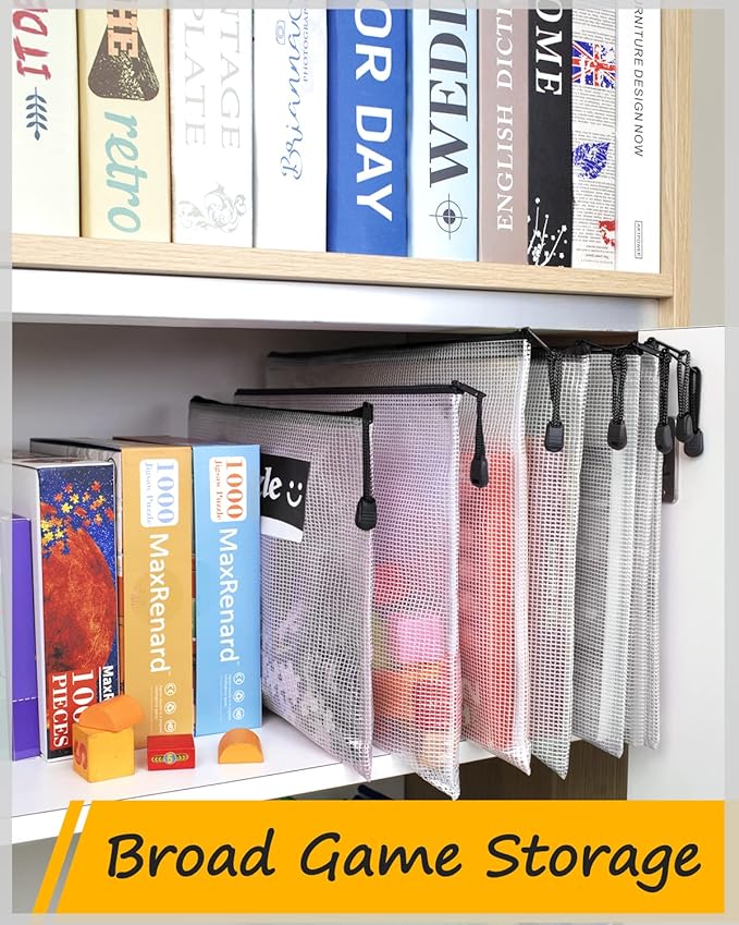 SUNEE Plastic Mesh Zipper Pouch 9.2x12.5 in (Black, 18 Packs),Extra Large Water-Resistant Zip Bag for School Office Supplies, Puzzles & Games Organizing Storage