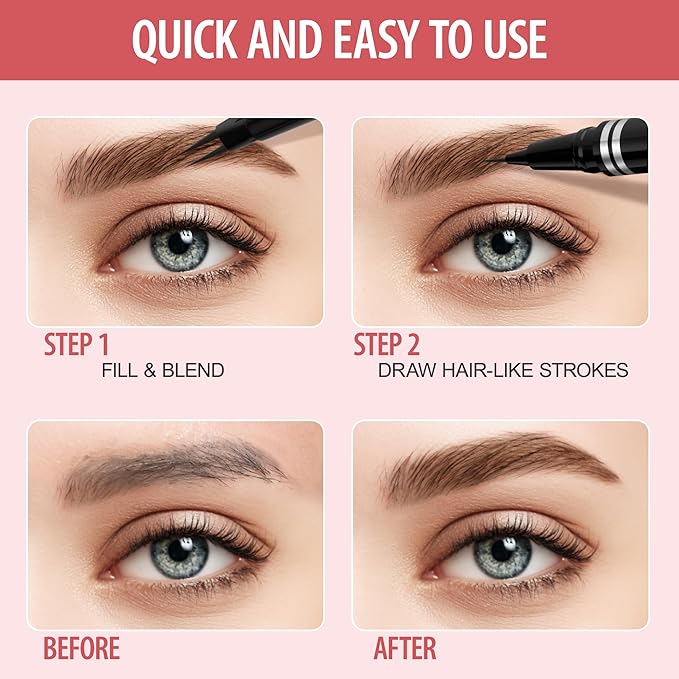 Eyebrow Pencil, 2-in-1 Waterproof Eyebrow Pen, with 2 Tip Microblading Eyebrow Pencil and Ultra-Precise Brow Pencil, with Eyebrow Brush, Eyebrow Pencils for Women,Natural Hair-Like Brows-Medium Brown