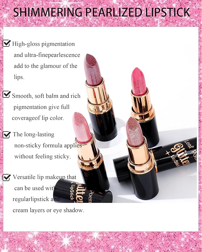 Metallic Pink Glitter Lipstick for Women,Glitter Diamond Shiny Shimmer Nude Lip Gloss Long Lasting Sparkling Waterproof Matte Lipgloss Lipstick,High Pigmented Tinted Red Lipstain Lip Color Makeup -02