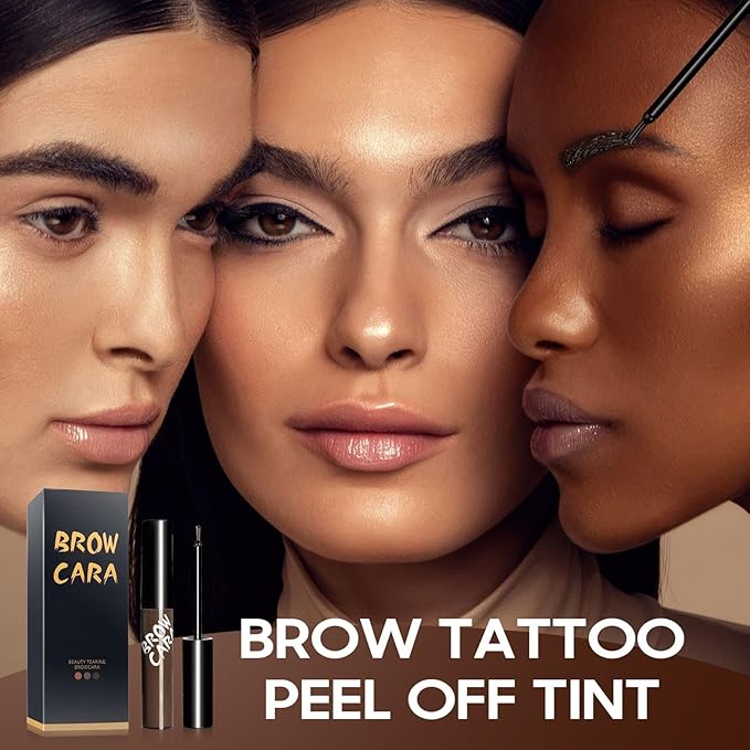 Brow Tattoo Peel Off Tint - Eyebrow Gel Tint with Eyebrow Stencils Long-Lasting Makeup, Brow Gel Eyebrow Tattoos Waterproof, Eye Brow Pencils Create Full Voluminous Brows for Women (Light Brown)