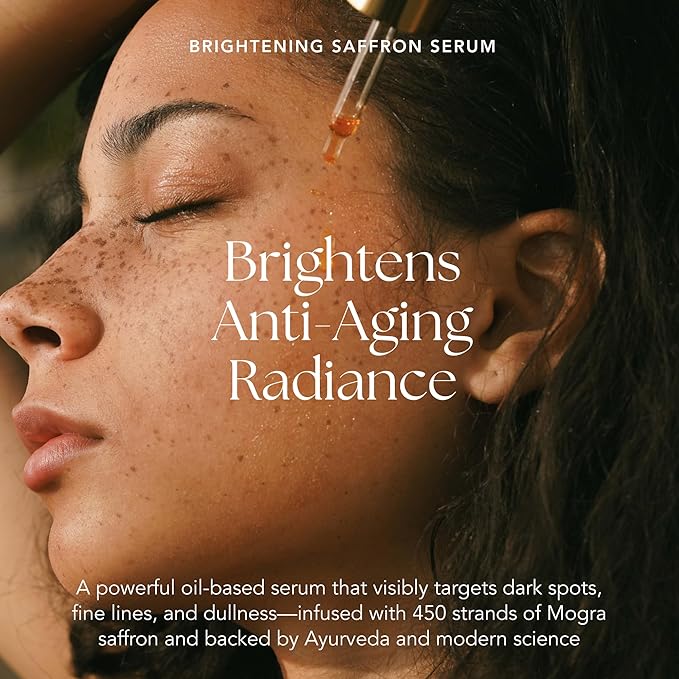 Brightening Saffron Serum - Discoloration Correcting Face Serum, Dark Spot Corrector, Vitamin C Alternative & Hyperpigmentation Treatment - Leaves Skin with a Healthy Glow (1 oz)