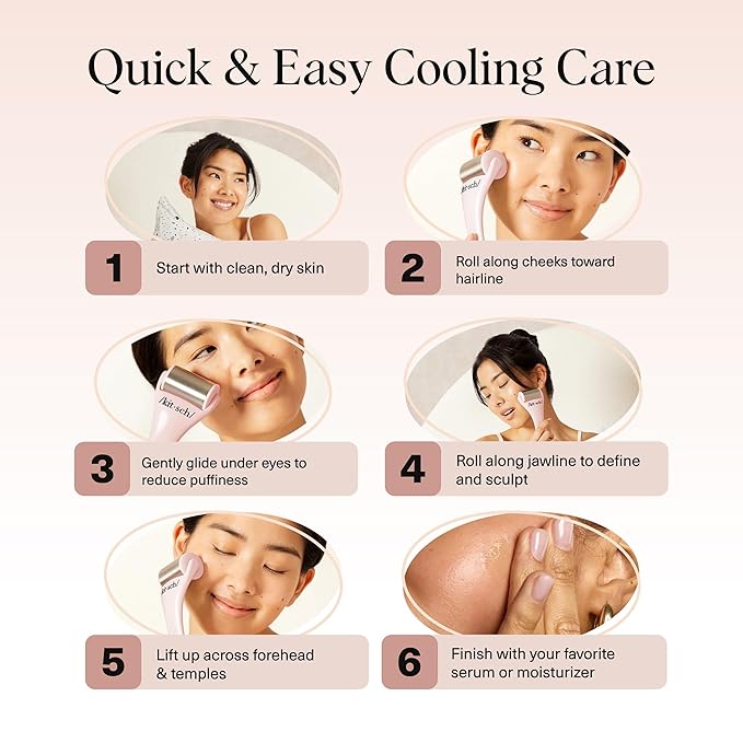 Kitsch Ice Roller for Face – Stainless Steel Face Ice Roller to Reduce Puffiness, Redness & Headaches – Cooling Facial Roller for Skin Care, Irritation Relief & Spa-Like Experience at Home - Pink