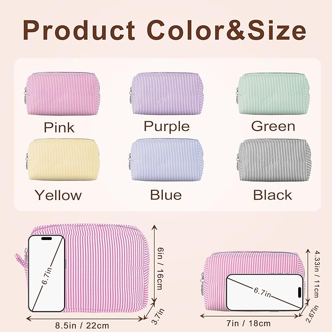 Yofair Personalized Makeup Bag with Bith Flower, Large Capacity Travel Toiletry Case Teen Girl Gift Trendy Stufff Custom Seersucker Cosmetic Bags Birthday Gifts for Girls