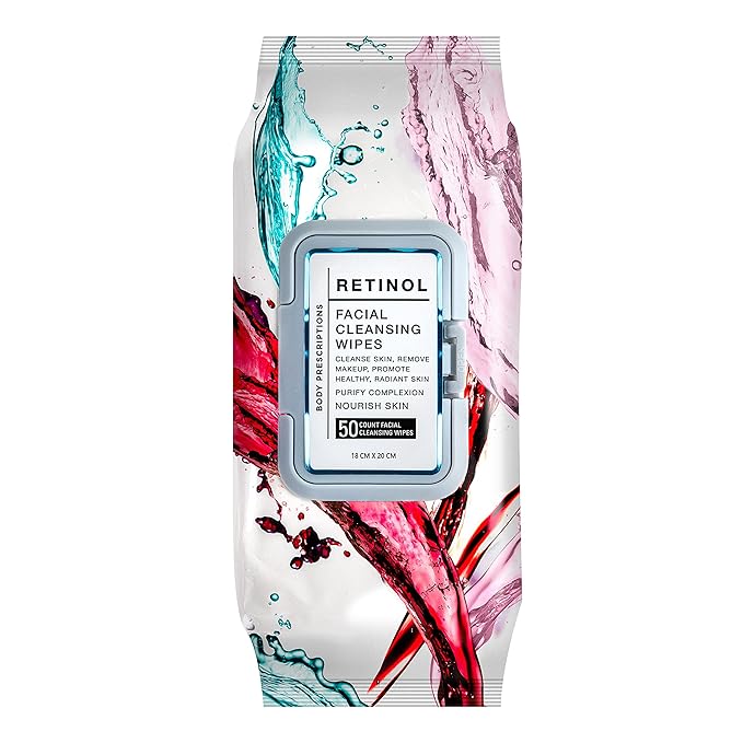 Body Prescription Makeup Cleansing Wipes - Gentle and Effective Face Wipes, 50 Count (Pack of 3), Retinol