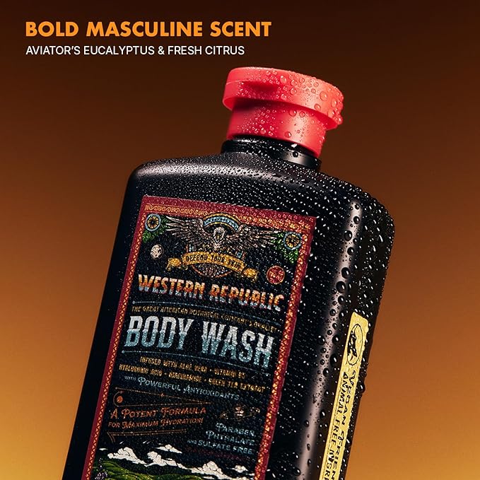 Men's Body Wash | Nautical Birchwood & Alpine Sage Scent and | Hydrating & Anti-Aging Formula with Aloe, Niacinamide & Hyaluronic Acid (2 Pack) | Made in USA