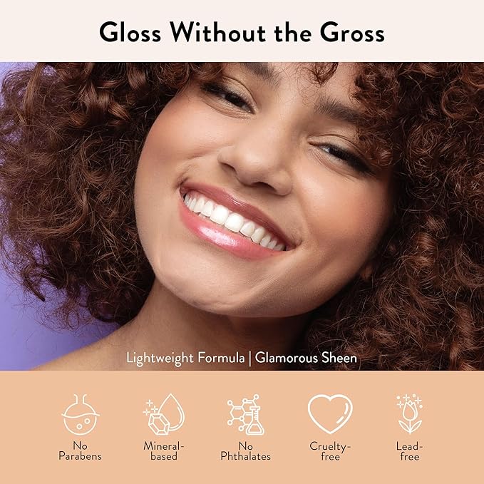 Juwel Cosmetics Luminizing Lip Gloss – Hydrating & Moisturizing for Dry Lips with Beeswax, Castor Oil & Vitamin E, Smooth Finish Tinted Lip Gloss for Women, Vegan, Tease