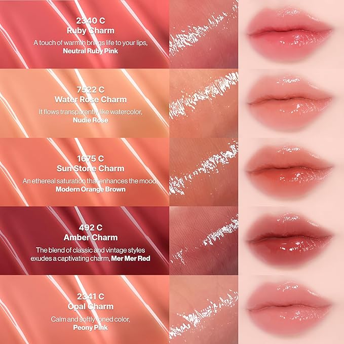 ENTROPY Makeup 2-in-1 Charm Shiny Glowy Lip & Cheek Gloss Tint Keychain, High Pigment Glossy Lip Color & Plumping Gloss, C3 Ruby Charm