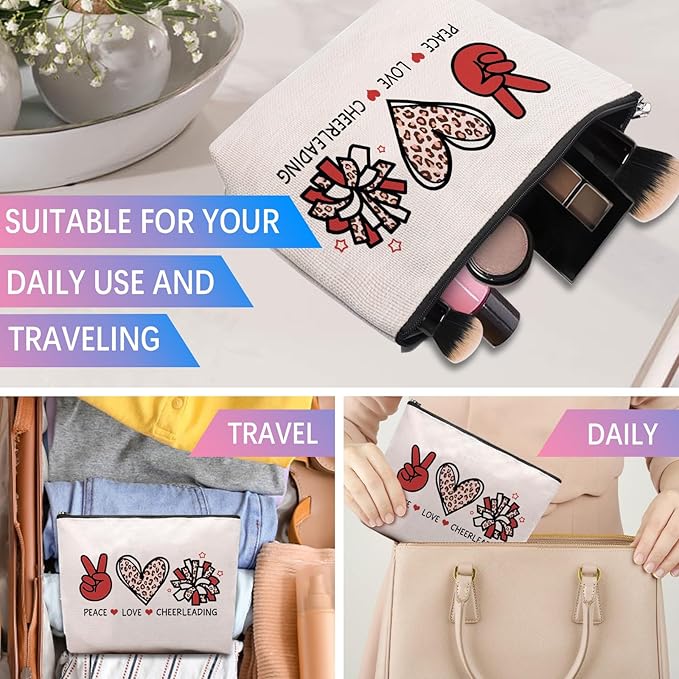 Cheer leading Gifts for Women, Makeup Cosmetic Bag Gifts for Cheer-leading Women Friends, Birthday Gifts for Cheerleader travel Makeup Pouch