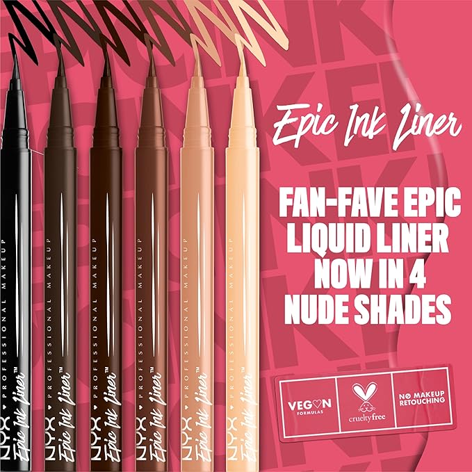 NYX PROFESSIONAL MAKEUP Epic Ink Liner, Waterproof Liquid Eyeliner with Vegan Formula - Milk Chocolate (Brown Matte)