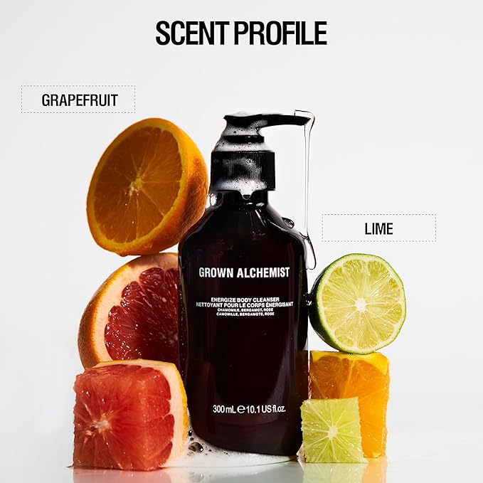 Grown Alchemist Energize Body Cleanser. Chamomile, Bergamot & Rose Body Cleanser. Gentle Body Wash. Hydrates & Cleanses Skin (500 ml)