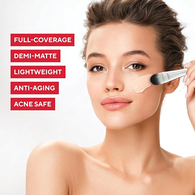 MIRABELLA - Invincible for All HD Liquid Foundation, Moisturizing Face Products for All Skin Types, Full-Coverage Lightweight Foundation Makeup, Moisturizing & Hydrating Beauty Care, Ivory I30