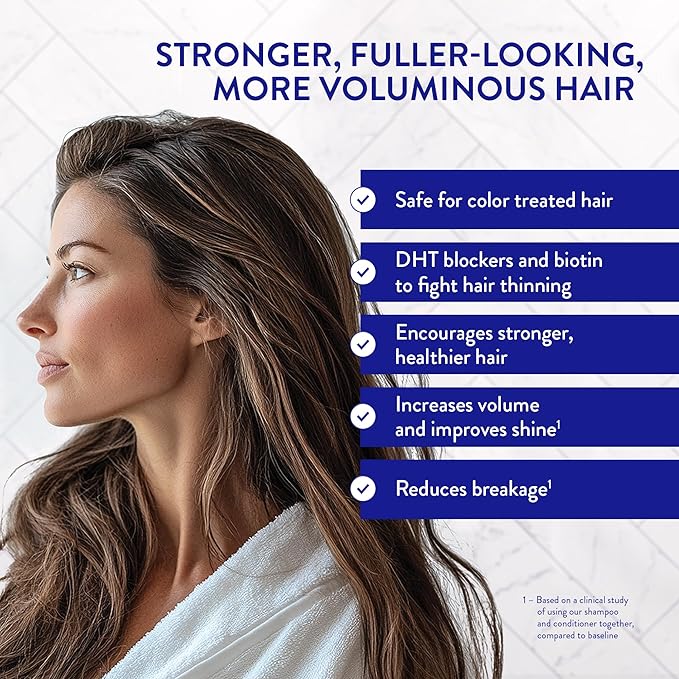 Routine Wellness Anti-Thinning Shampoo for Thinning Hair - Biotin DHT Blocker Women & Men - Color Safe Shampoo for Hair Loss & Healthy Hair - Rose Hips - 14oz
