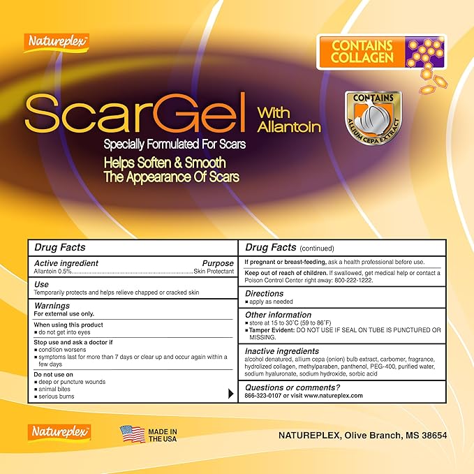 Natureplex Scar Gel 1.25 oz (2 Pack) – Clinically Proven Formula for Old & New Scars – Reduces Appearance of Scars from Surgery, Burns, Acne, Injury & Stretch Marks