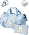 Birthday Gift for Daughter, Girls Travel Duffle Bag, Kids Initial Overnight Bags with Shoe Compartment, Customized Weekender Bag with Makeup Pouch, Trip Essentials (Letter R)