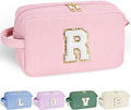 YOOLIFE Teen Girl Gifts - Trendy Stuff - Pink Cute Monogram Makeup Bag for Wedding, Bridesmaid, Daughter
