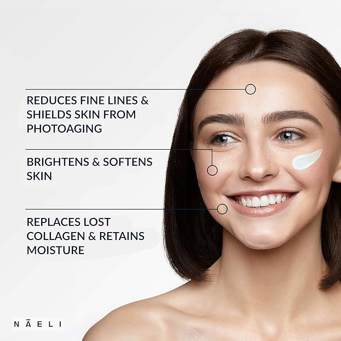 NAELI Face Moisturizer with SPF 30, Anti Aging Collagen & Peptide Cream, Reduces Wrinkles - Lightweight Skin Hydration with Hyaluronic Acid, Paraben Free & Non-Comedogenic Sunscreen, 3.4 oz