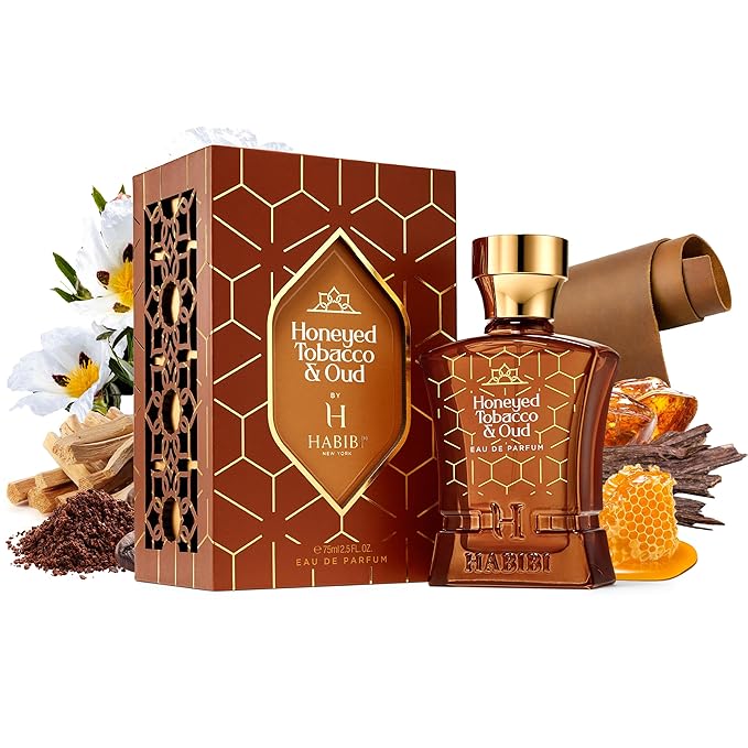 H HABIBI Honeyed Tobacco & Oud Perfume for Men – 2.5 oz (75ML) Long Lasting Arabian Cologne, Sensual Amber Woody Men Perfume, Luxury Fragrance Gift for Special Occasions