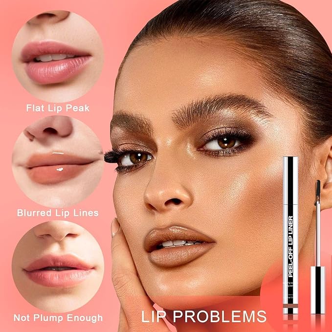 Lip Stain - Peel Off Lip Liner, Long Lasting Lip Liner with Matte Finish, Waterproof & Transfer Proof Lip Gloss, Non-Stick Cup & Highly Pigmented Color, Easy to Use for All Skin Types (Rose)