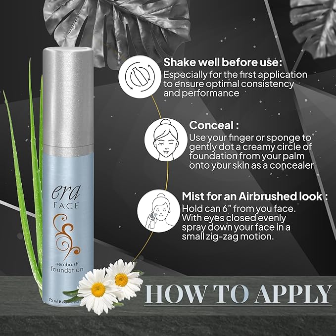 ERA Face spray makeup (R9 Chestnut, 2.25 oz) - airbrush foundation, everyday, buildable, professional spray on cosmetics by Era Beauty