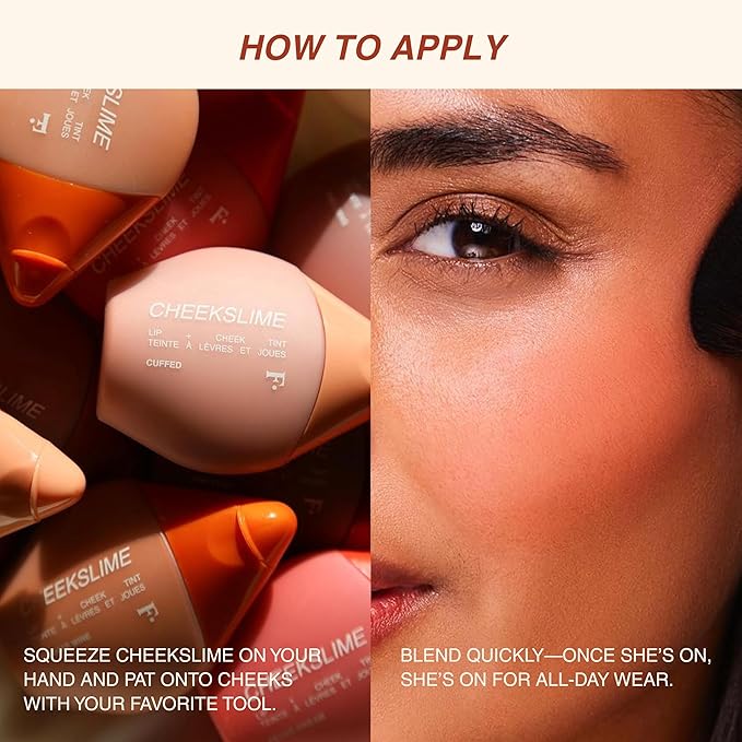 Freck Beauty CHEEKSLIME Lip & Cheek Tint - Liquid Cream Blush, High Impact Pigments, Blends Seamlessly, Dries Down to Natural Flush for All Skin Tones | CUFFED (Soft Pink)