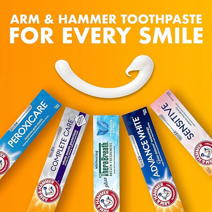 ARM & HAMMER Essentials Fluoride-Free Toothpaste Whiten + Activated Charcoal-12 Pack of 4.3oz Tubes, Clean Mint- 100% Natural Baking Soda