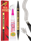 Vevivia Eyebrow Pen - Eyebrow Gel Clear, Dual-Ended Eye Brow Pencils for Women with 4-Fork-Tip and Precise Brush-Tip for Natural Hair-Like Strokes, Last All Day Eyebrow Pencil, Dark Brown