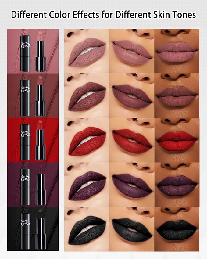 Red Lipstick Long Lasting for Women, Hydrating Matte Velvet Lip Gloss Nude Liquid Lipstick Nude Intense Lip Color Non Stick Smudge-Proof & Waterproof Lipgloss Bold Glow Goth Lip Stick Makeup-03